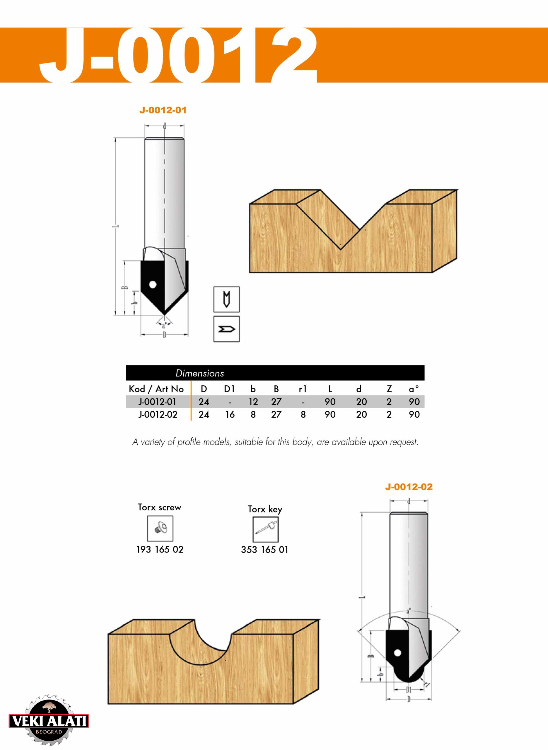VEKI ALATI profilna glodala za CNC mašine / J-0012-01 / J-0012-02 - Image 2