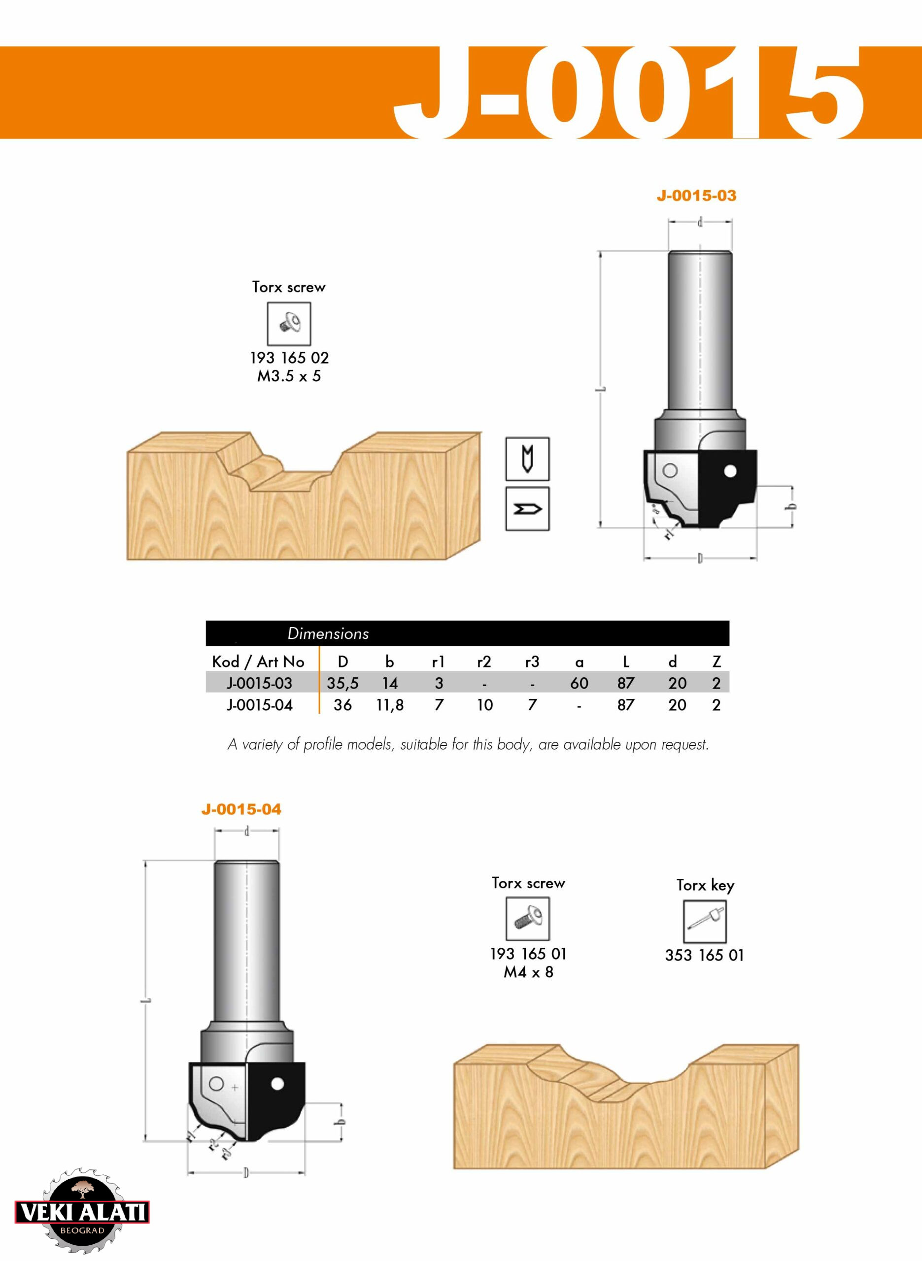VEKI ALATI profilna glodala za CNC mašine / J-0015-03 / J-0015-04 - Image 2