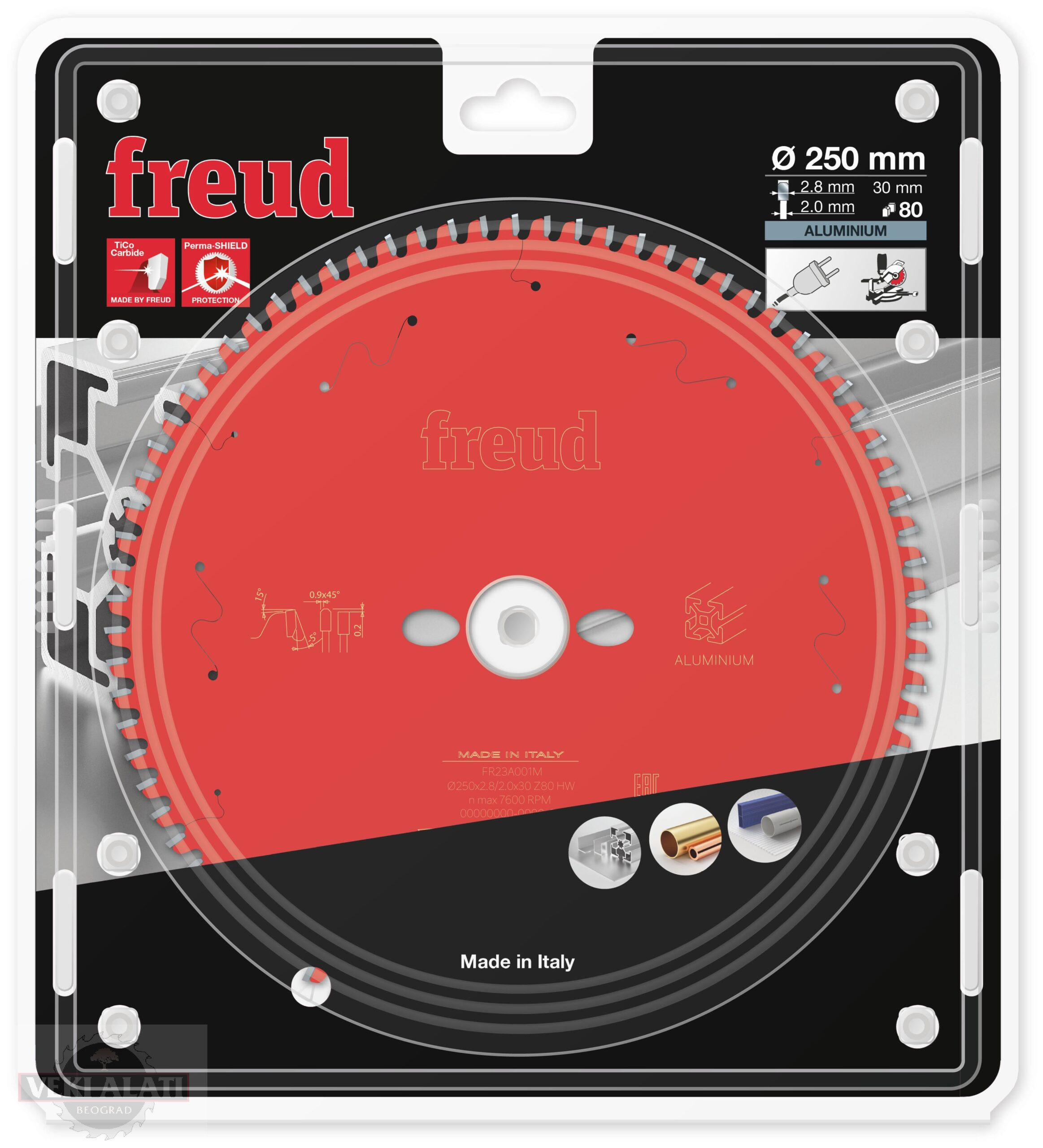 FREUD Kružna testera (cirkular) za sečenje aluminijuma 250 x 30 x 2,8/2 x T80 / FR23A001M