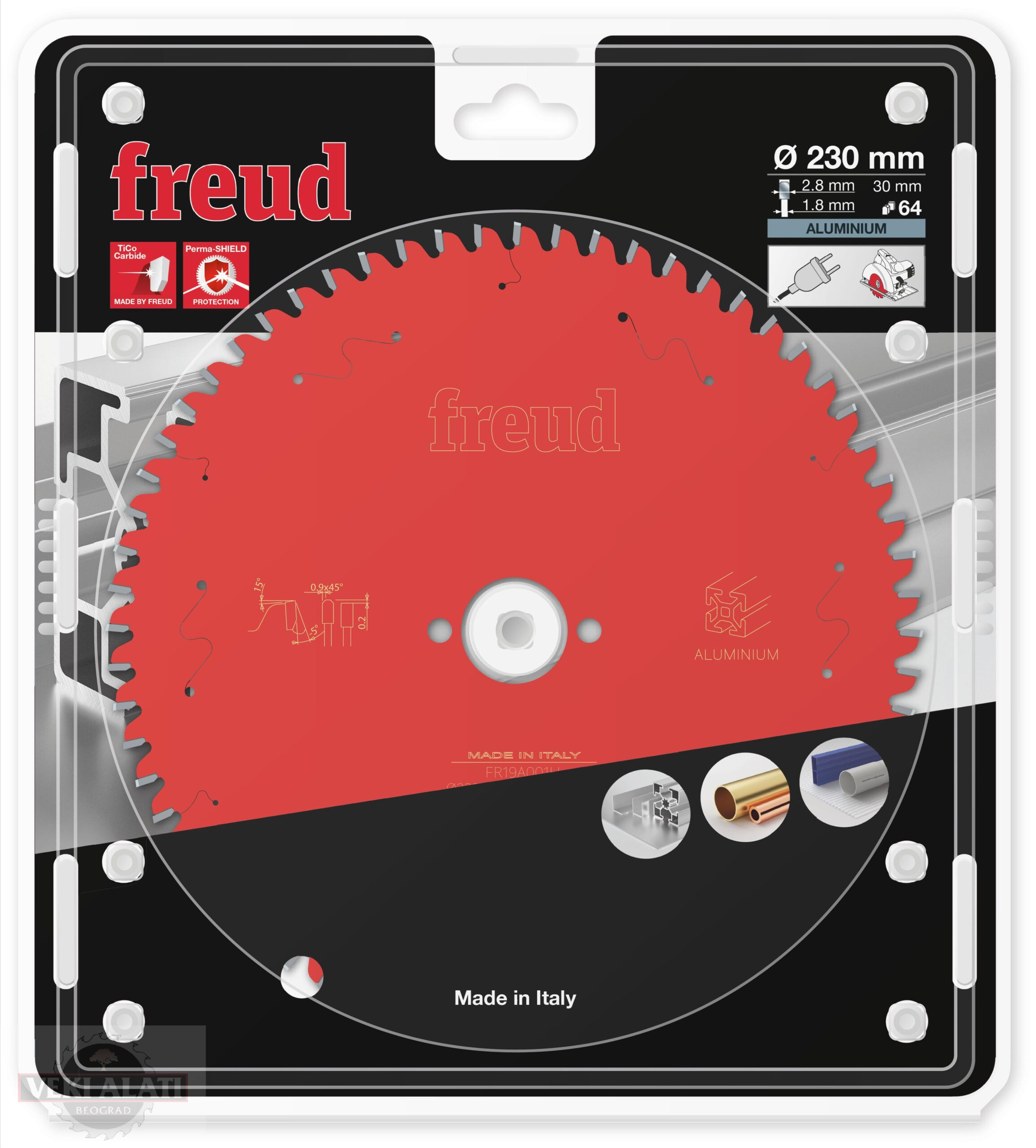 FREUD Kružna testera (cirkular) za sečenje aluminijuma 230 x 30 x 2,8/1,8 x T64 / FR19A001H