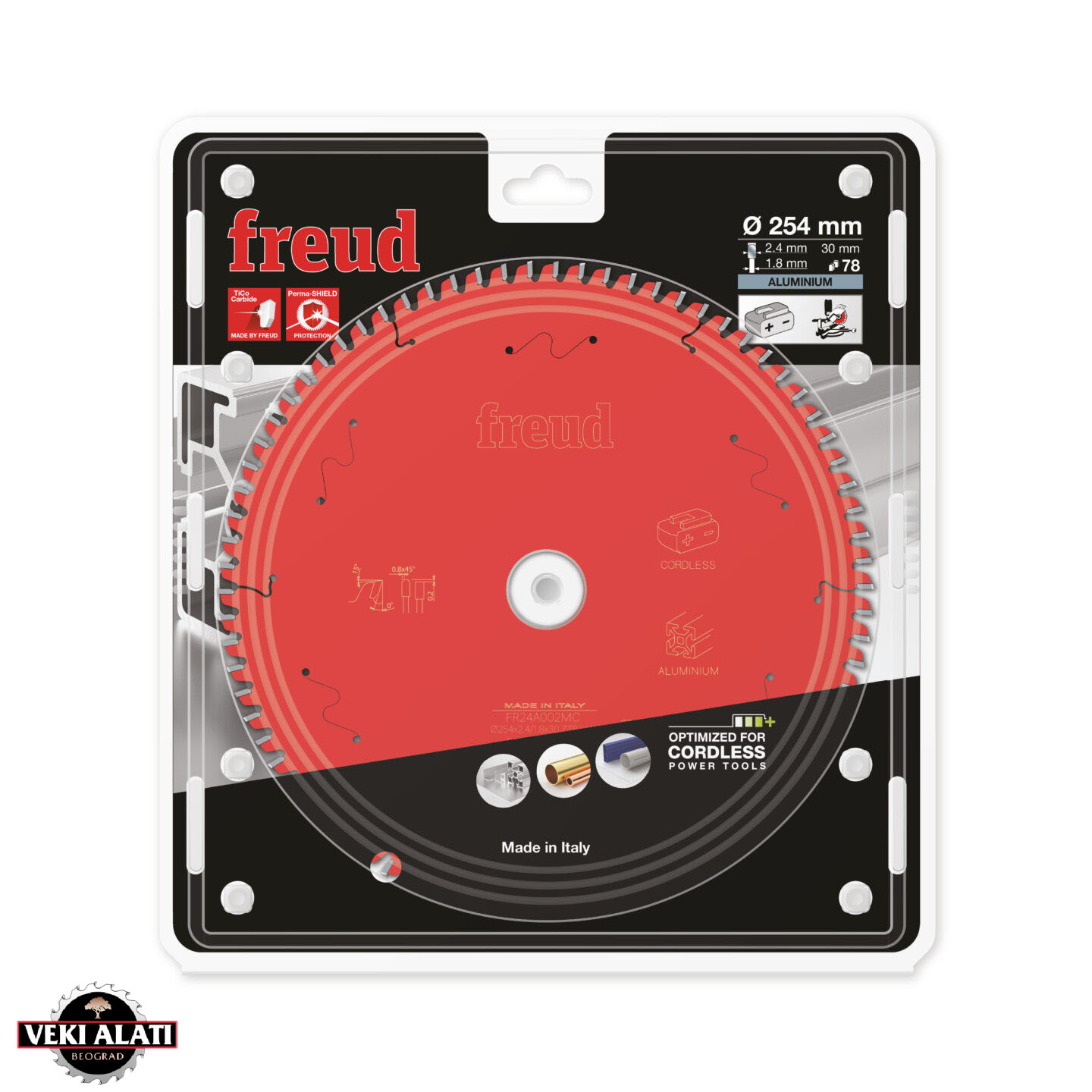 FREUD kružna testera (GER) za sečenje aluminijuma 254 x 30 x 2,4 / 1,8 x T78 / FR24A002MC