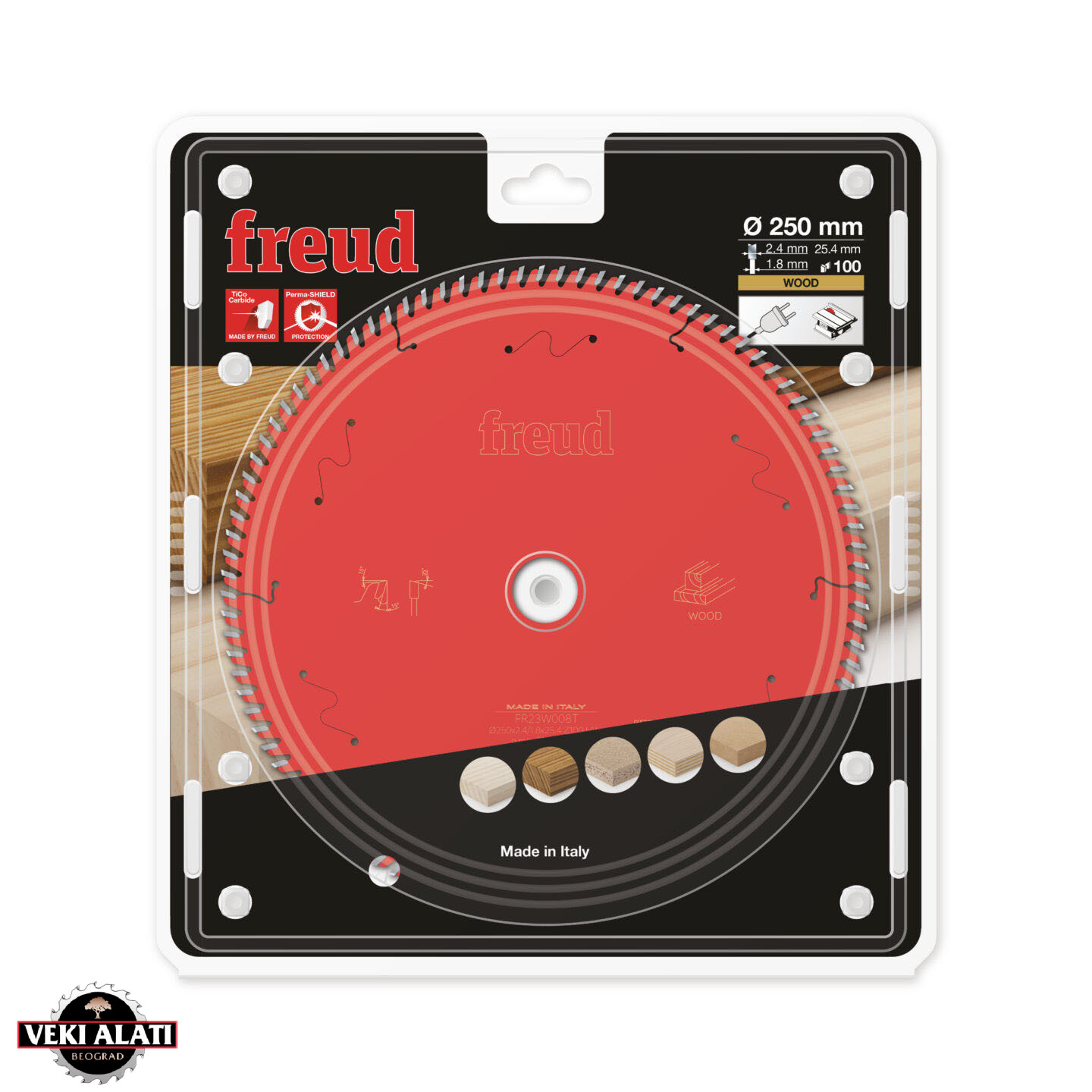 FREUD kružna testera za drvo, 250 x 25,4 x 2,4 / 1,8 x T100 / FR23W008T