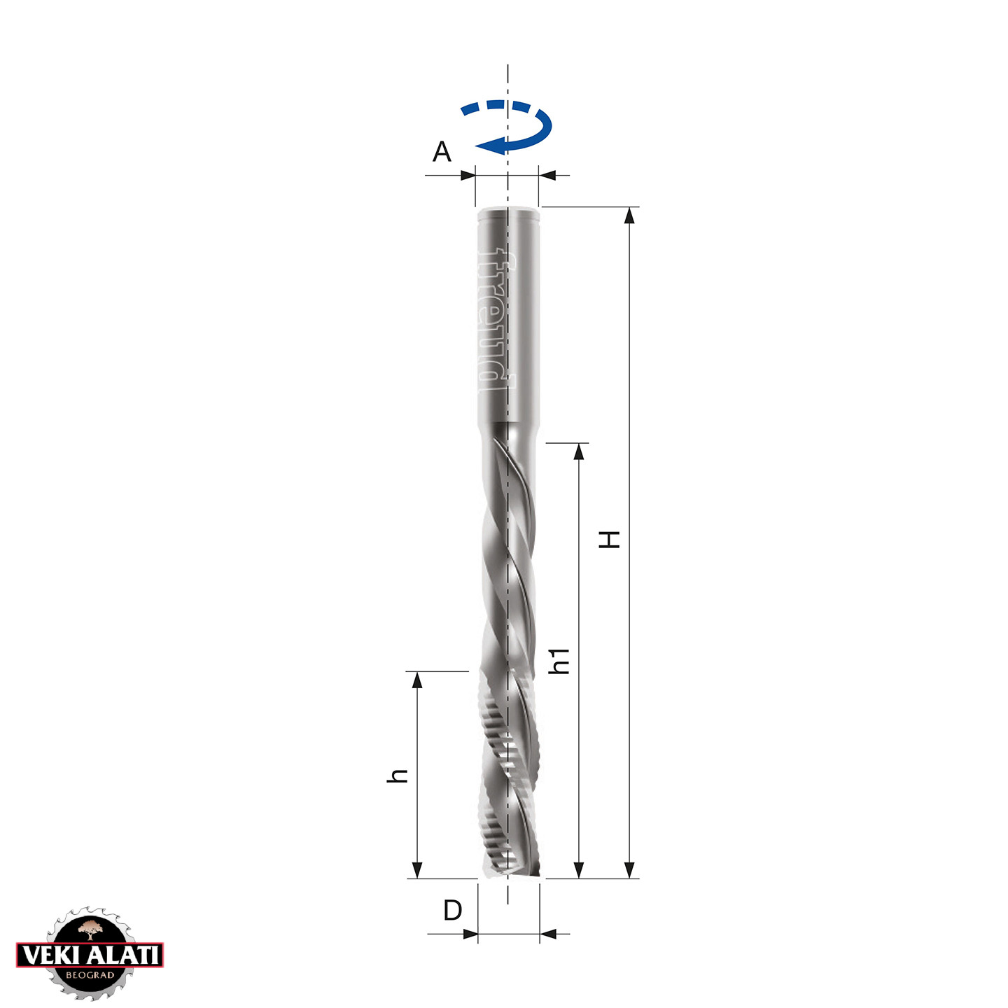 FREUD spiralno glodalo za grubu obradu – desni smer Z3, 14 x 45 x 150 x 14 / SCH3DMN102R - Image 2